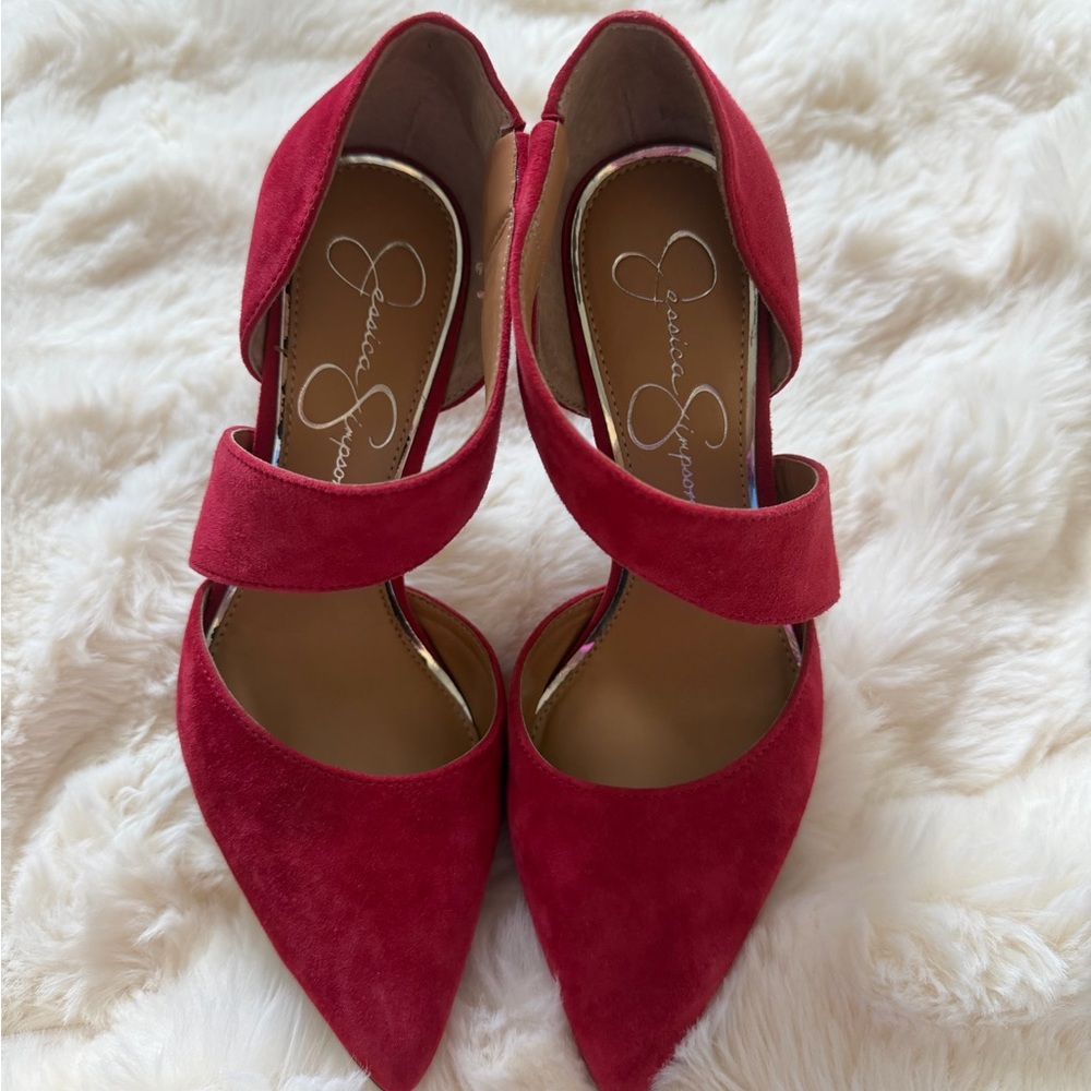 Jessica Simpson Red Suede Heels - Picture 2 of 5